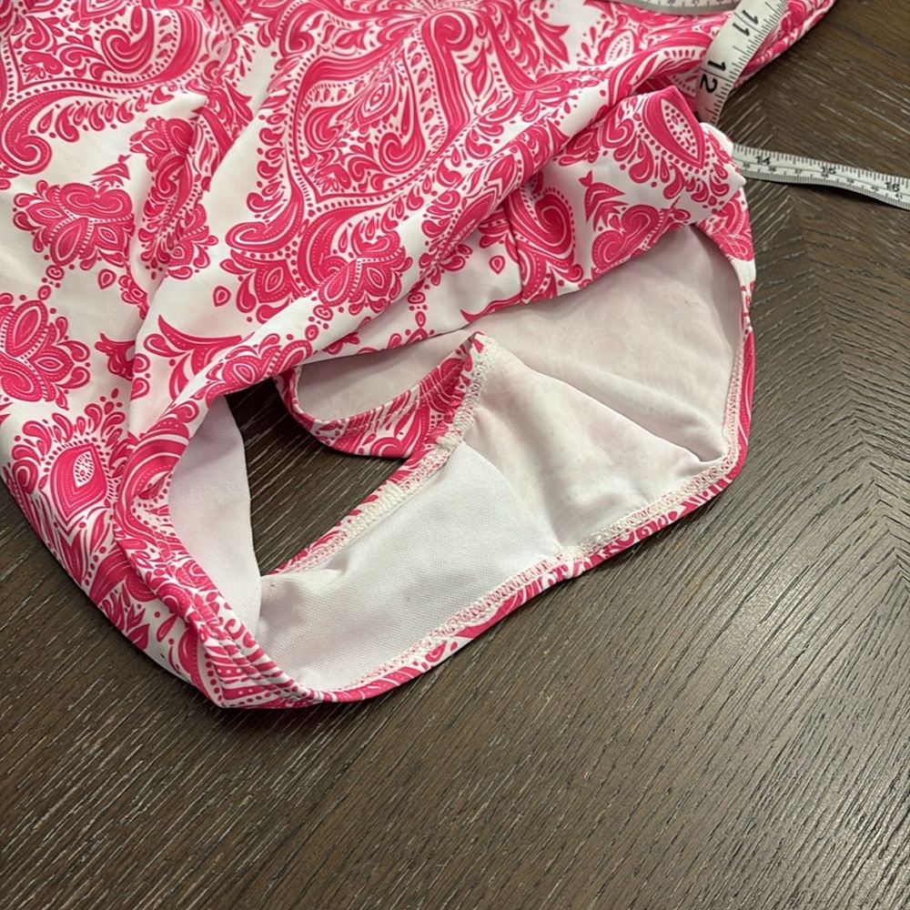 Shein pink tropische print ties on shoulder one piece swimsuit Size L - Picture 13 of 17